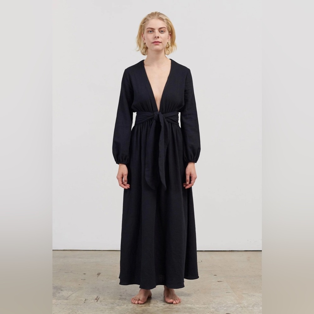 Mara Hoffman Swim Black Luna Dress — Deep V-neck — NWT SMALL